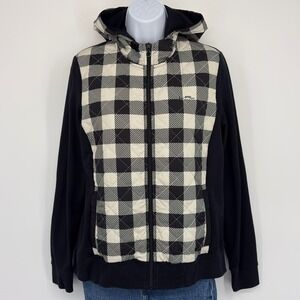 LRL Lauren Active Ralph Lauren Quilted Plaid Full Zip Hoodie‎ Jacket Women LG